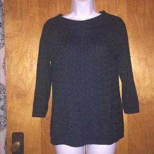 Talbots Dark Forest Green Cotton Boatneck Sweater Size SP